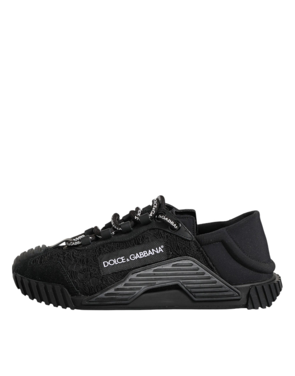 Dolce & Gabbana Schwarze Logo-Spitzen-Sneaker NS1