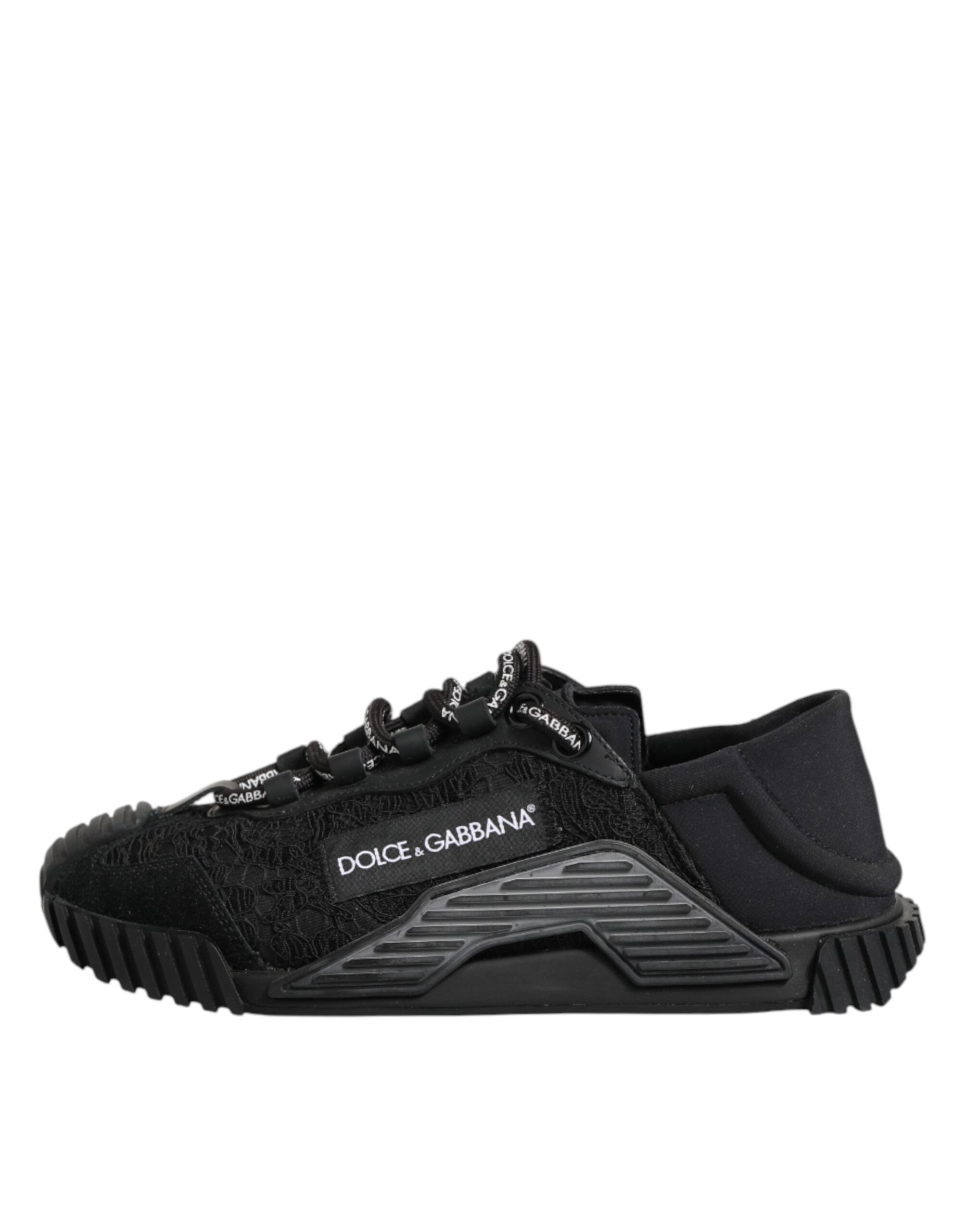 Dolce & Gabbana Schwarze Logo-Spitzen-Sneaker NS1