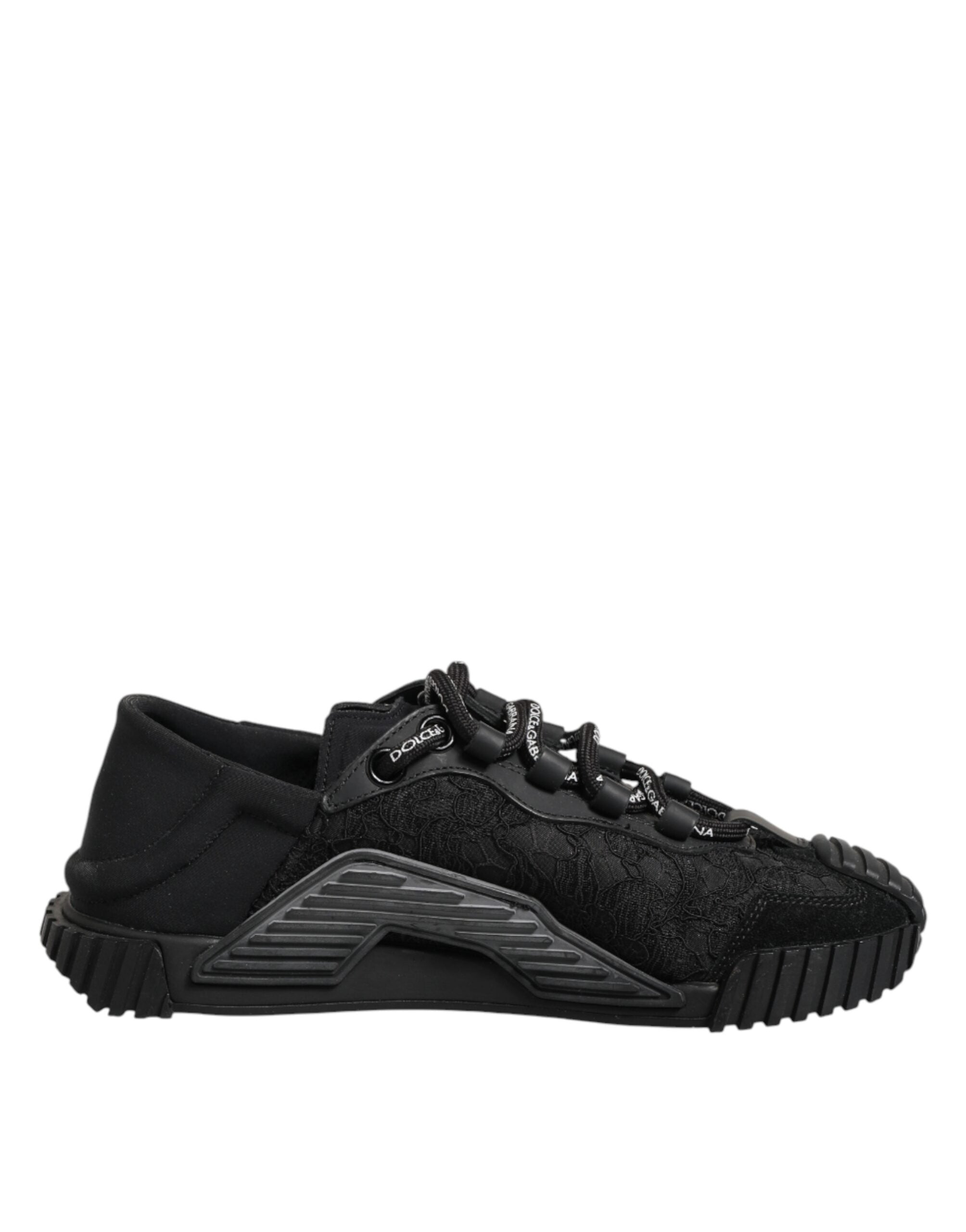 Dolce & Gabbana Schwarze Logo-Spitzen-Sneaker NS1
