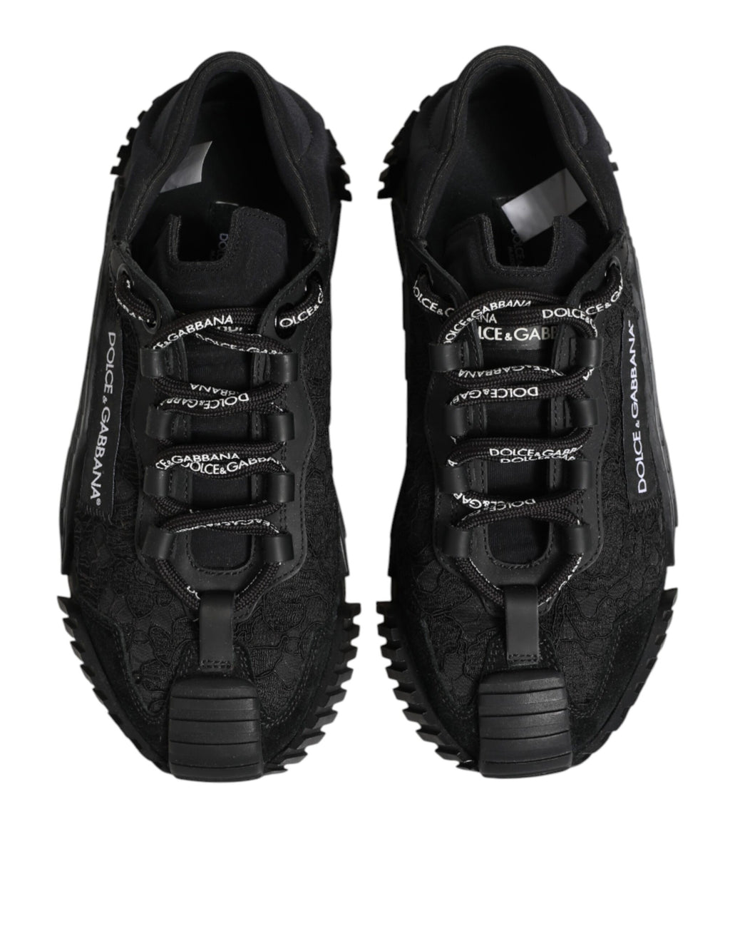 Dolce & Gabbana Schwarze Logo-Spitzen-Sneaker NS1