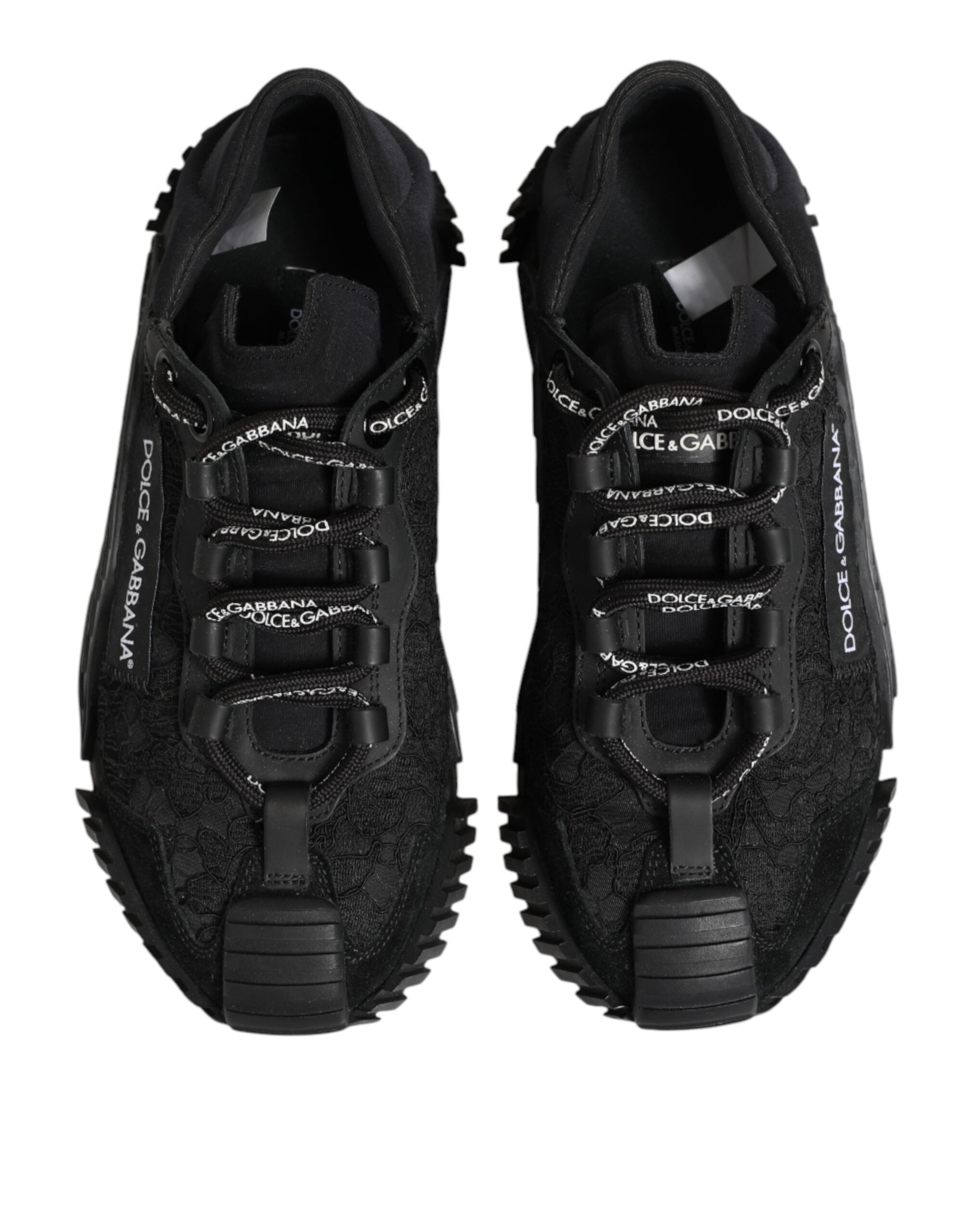 Dolce & Gabbana Schwarze Logo-Spitzen-Sneaker NS1