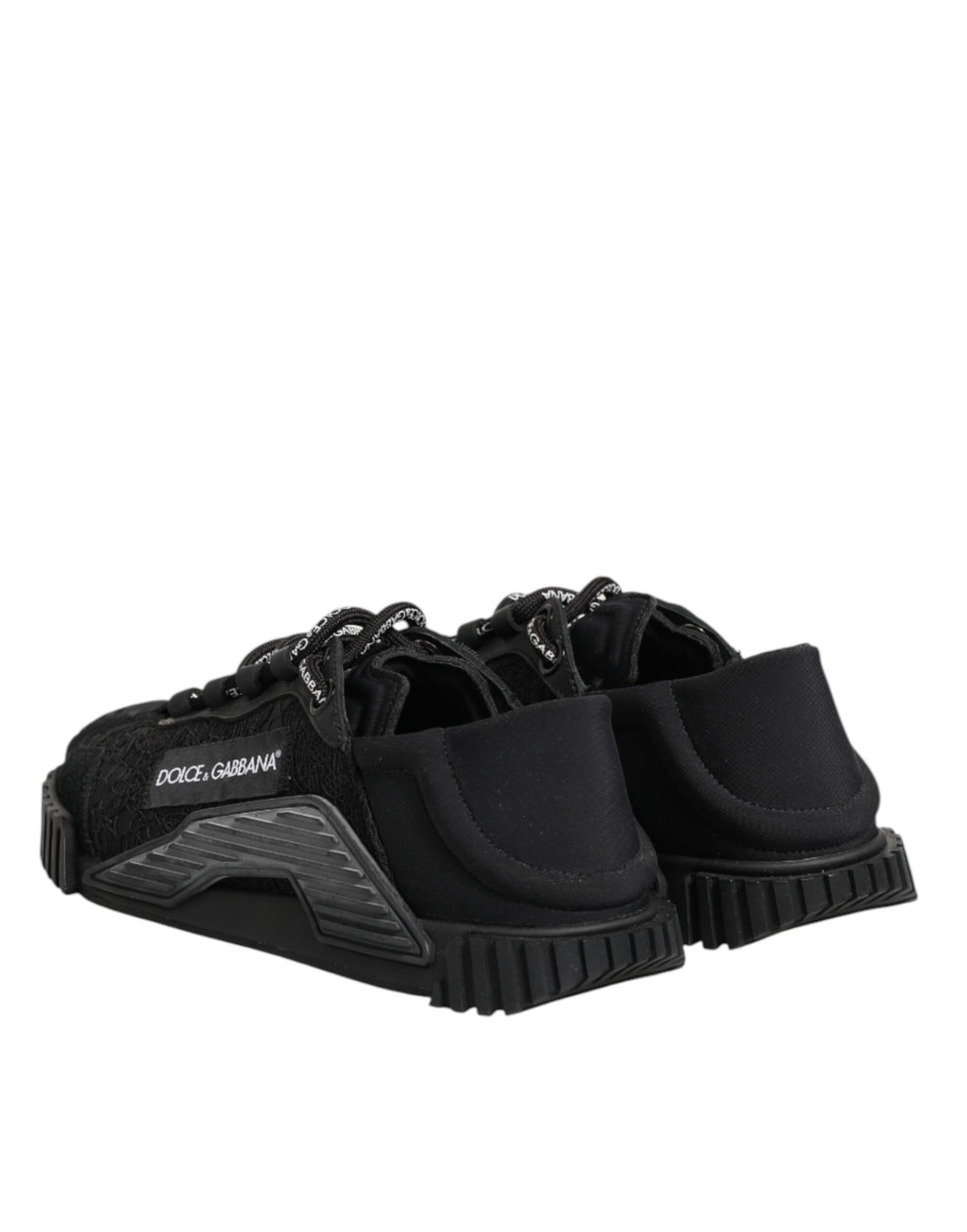 Dolce & Gabbana Schwarze Logo-Spitzen-Sneaker NS1