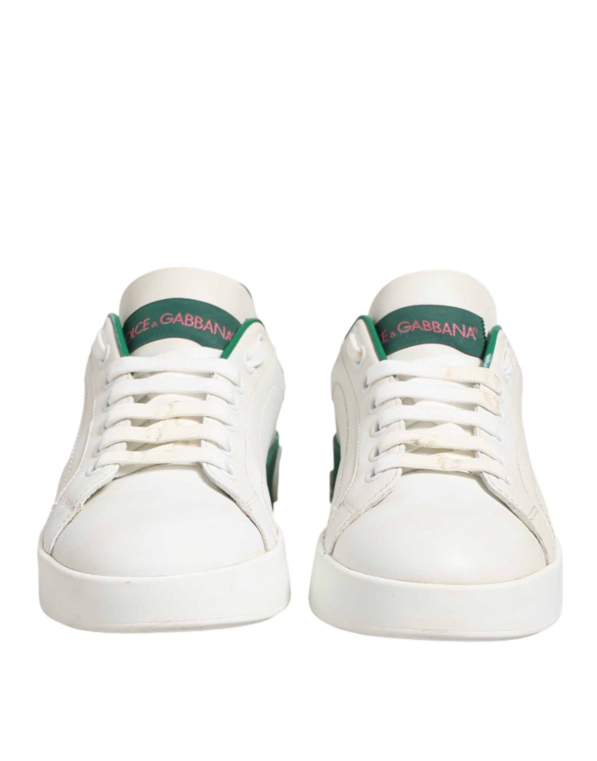 Dolce & Gabbana Weiße und grüne Sneakers aus Leder