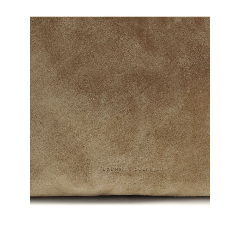 Brunello Cucinelli Beigefarbene Kalbshaut-Handtasche aus Bos Taurus