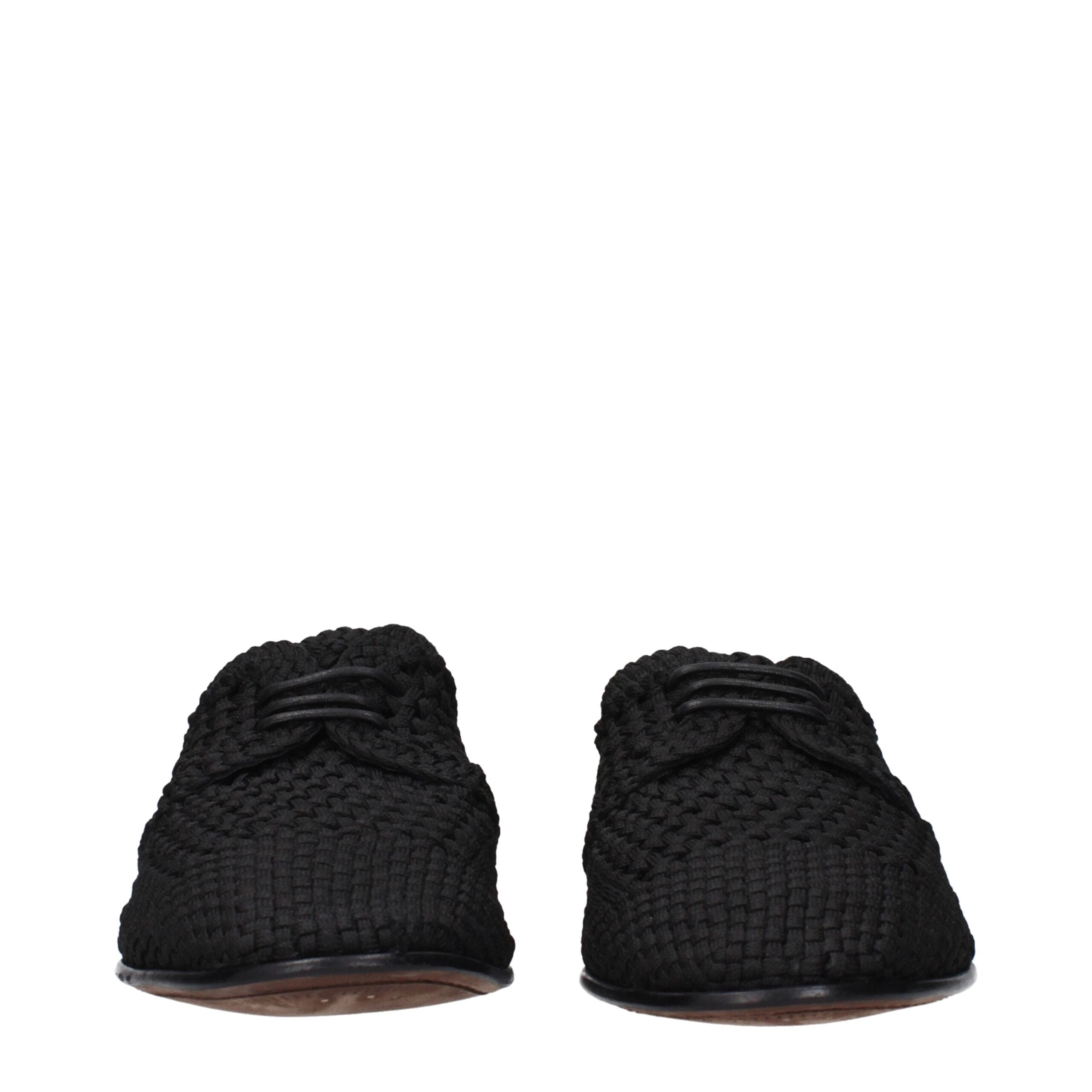 Dolce & Gabbana Schwarze Stoff-Schnürschuhe und -Derby-Schuhe