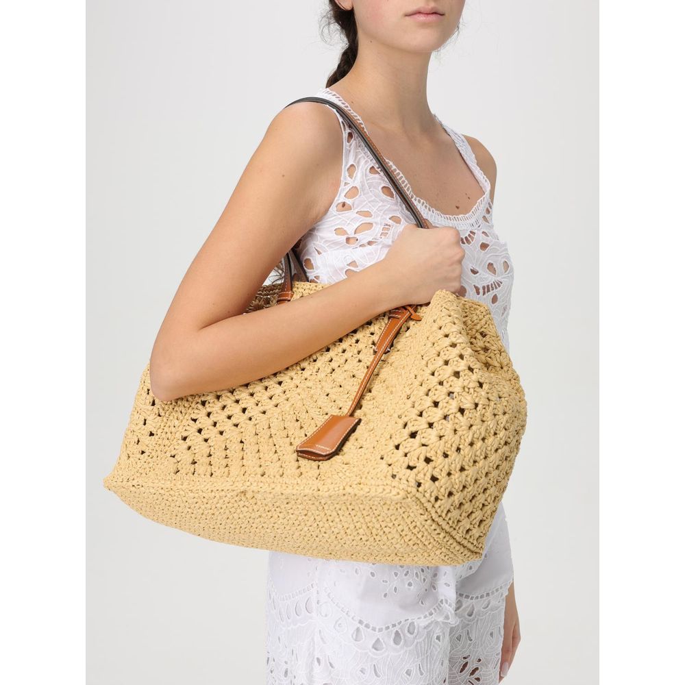 Ermanno Scervino Beigefarbene Lederhandtasche