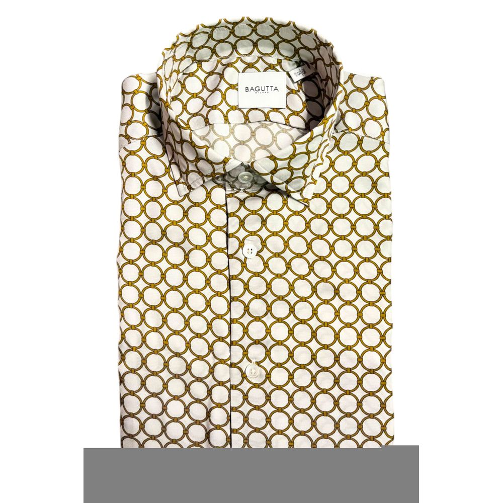 Bagutta Weißes Herren-Viskose-Hemd
