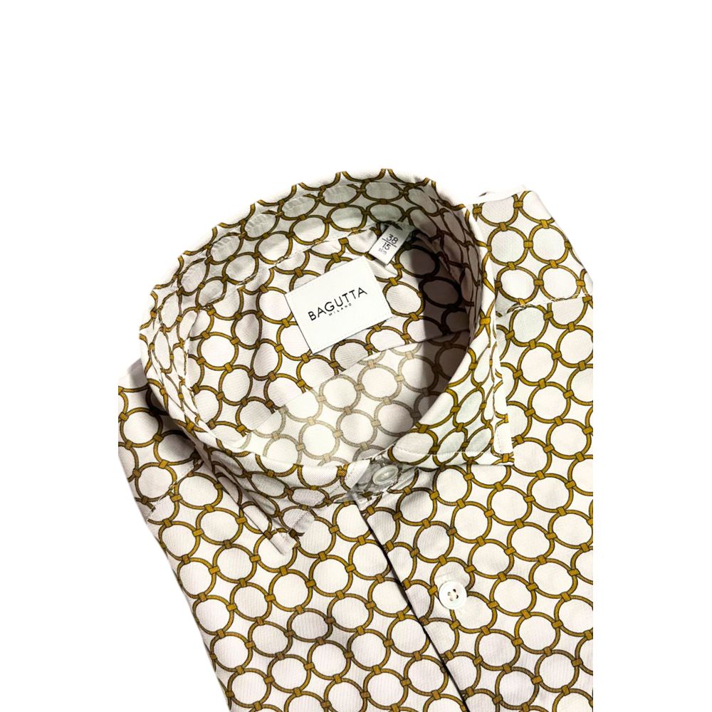 Bagutta Weißes Herren-Viskose-Hemd