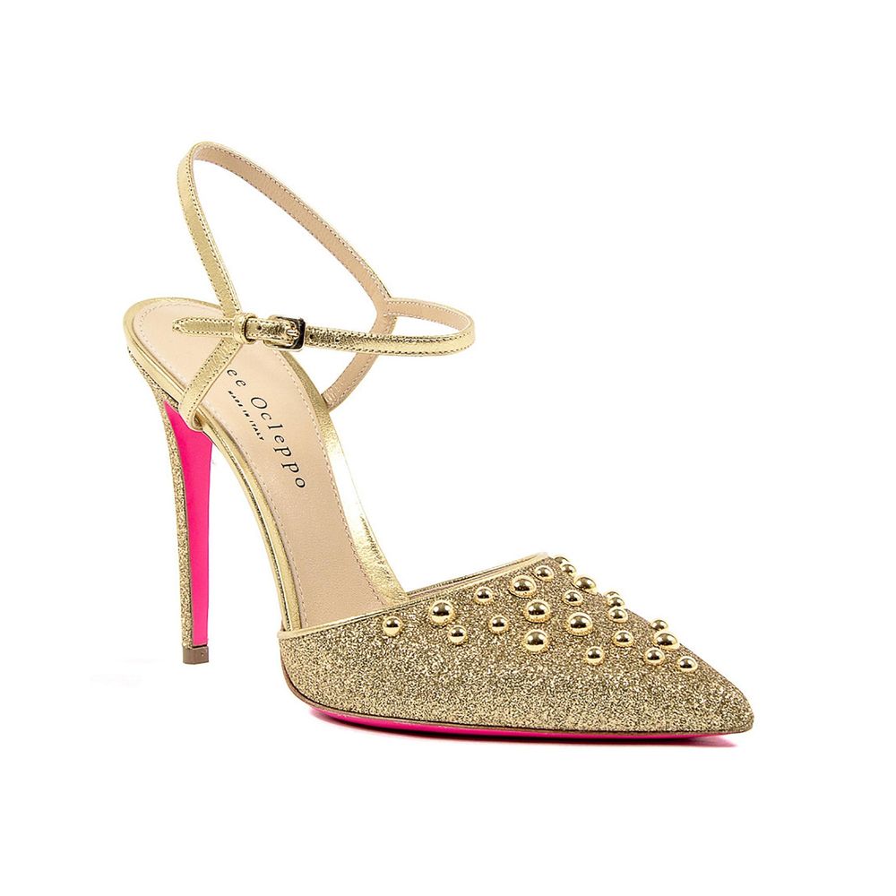 Dee Ocleppo Goldene Leder-Plateau-Pumps