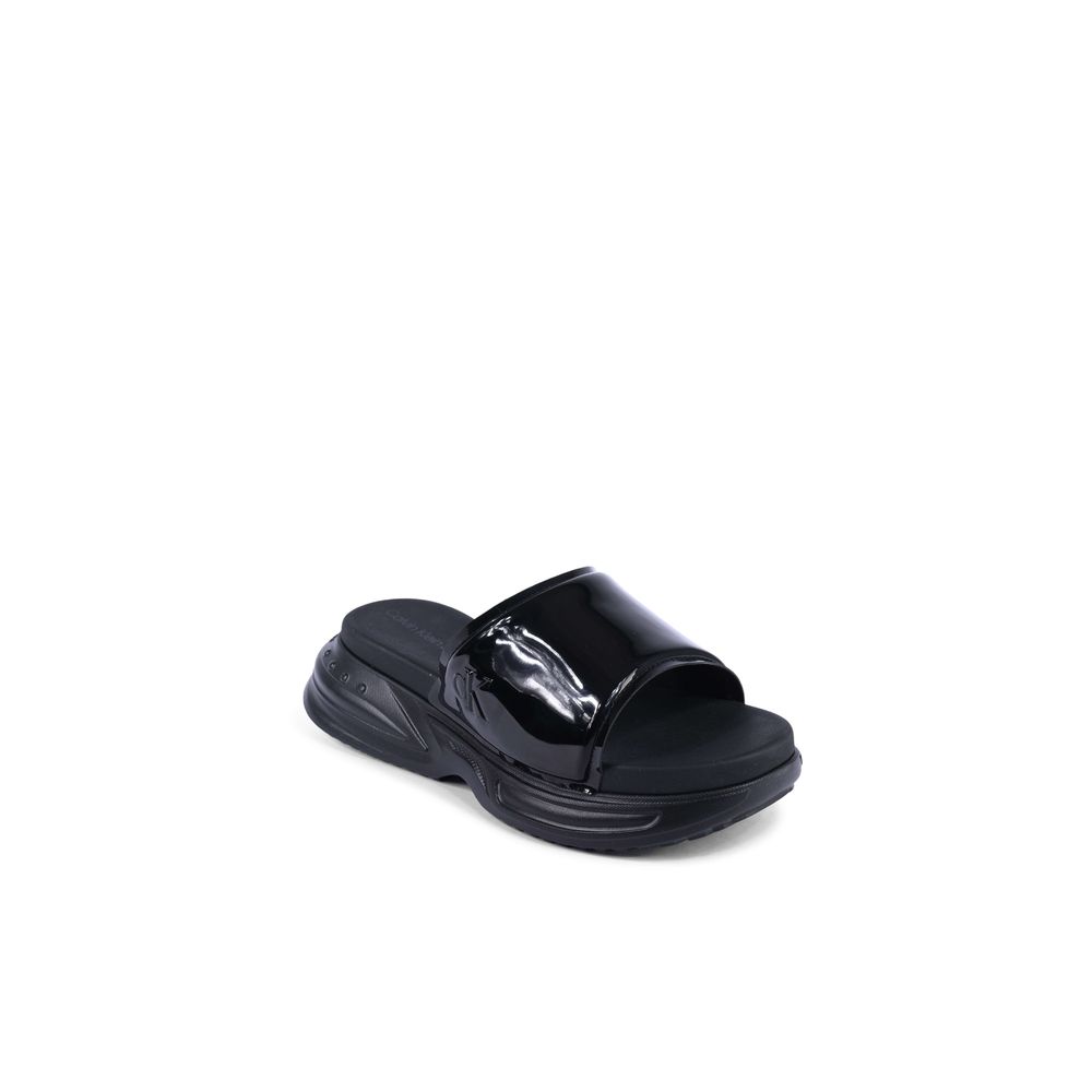 Calvin Klein Schwarze Polyurethan-Slides