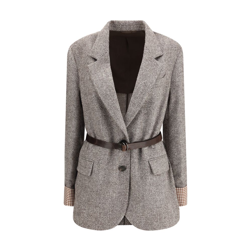 Brunello Cucinelli Brauner Wollmantel aus Fleece