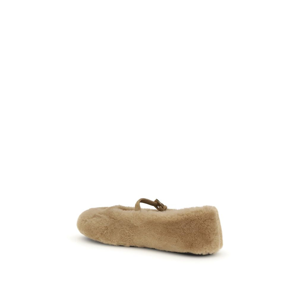 Prada Beige Ballett-Flats aus Lammleder Ovis Aries Aries