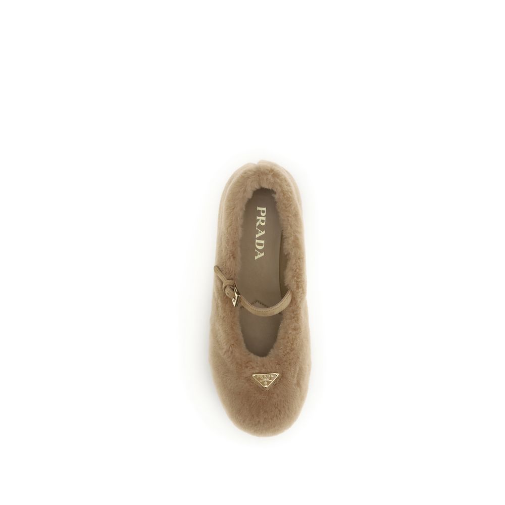 Prada Beige Ballett-Flats aus Lammleder Ovis Aries Aries
