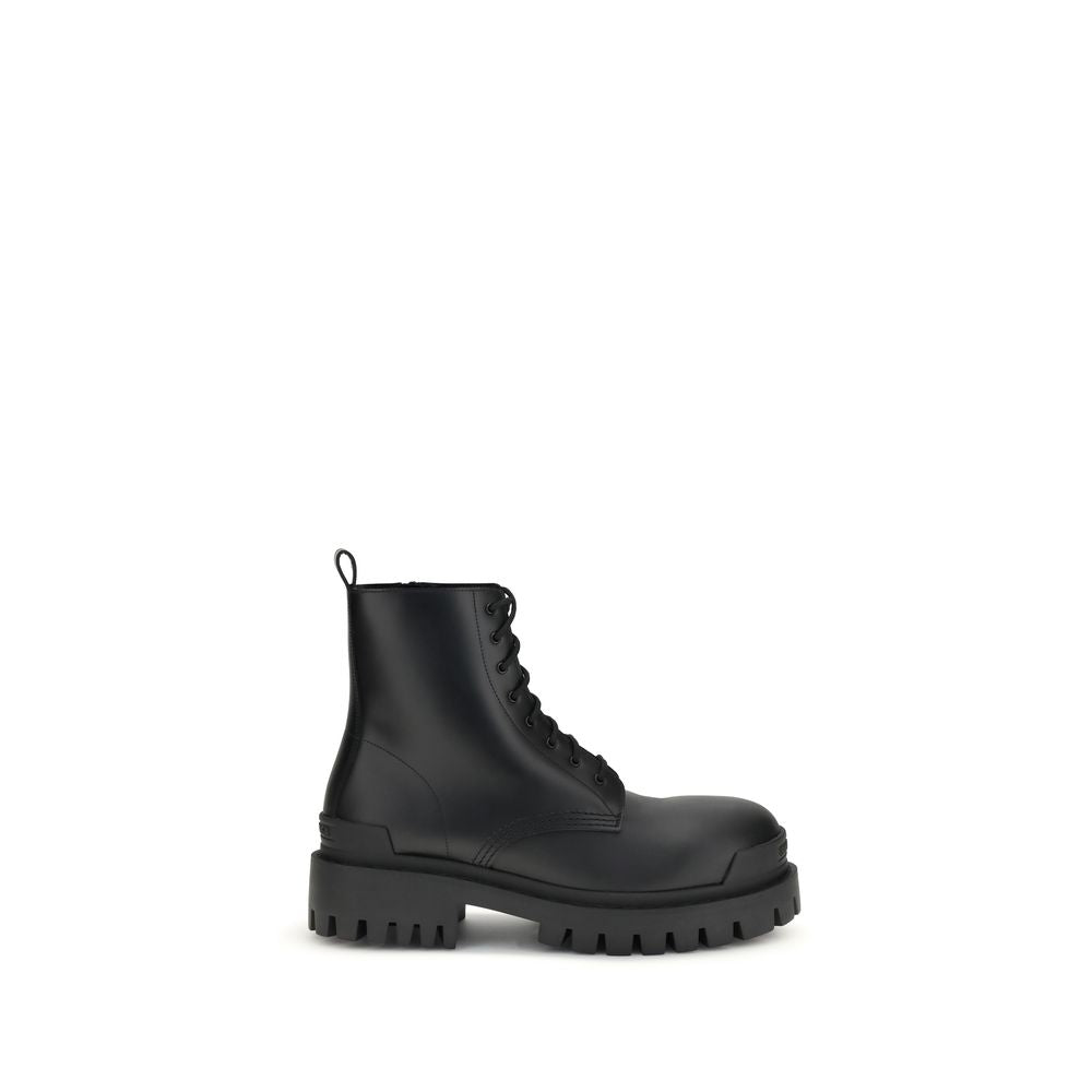 Balenciaga Schwarze Kalbshaut Bos Taurus Schnürstiefel