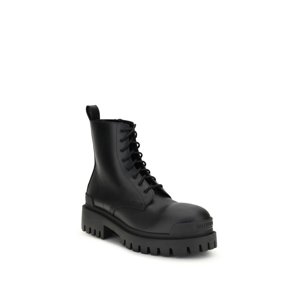 Balenciaga Schwarze Kalbshaut Bos Taurus Schnürstiefel