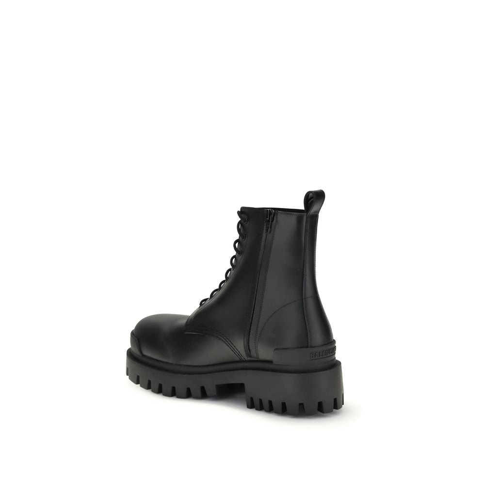 Balenciaga Schwarze Kalbshaut Bos Taurus Schnürstiefel