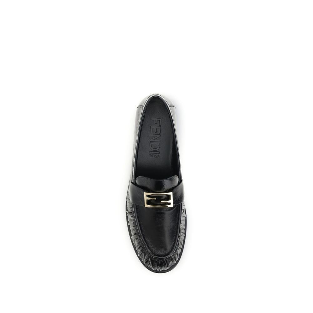 Fendi Schwarze Kalbsleder Bos Taurus Slip-On Loafers