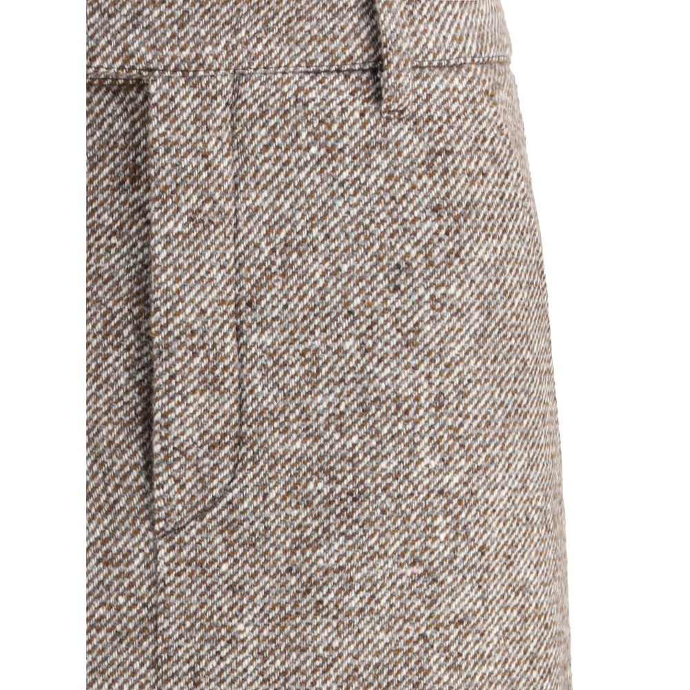 Brunello Cucinelli Langer Rock aus braunem Wollfleece