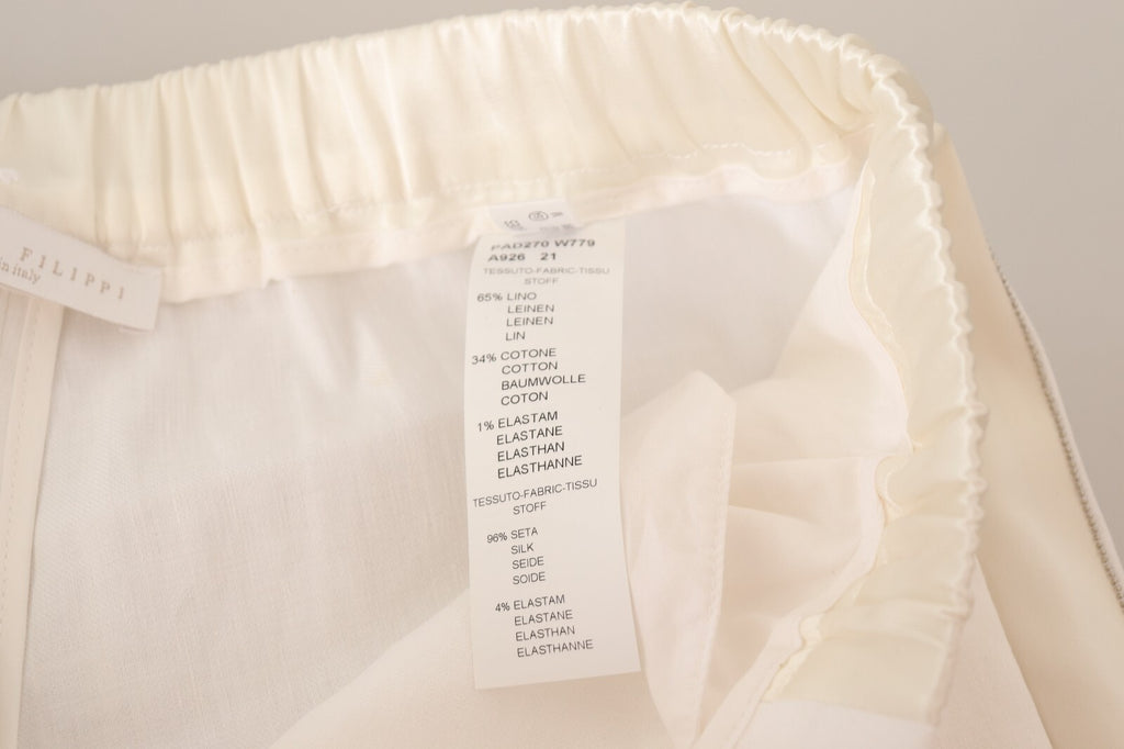 Fabiana Filippi Weiße, hochtaillierte Leinen-Hose mit geradem Schnitt