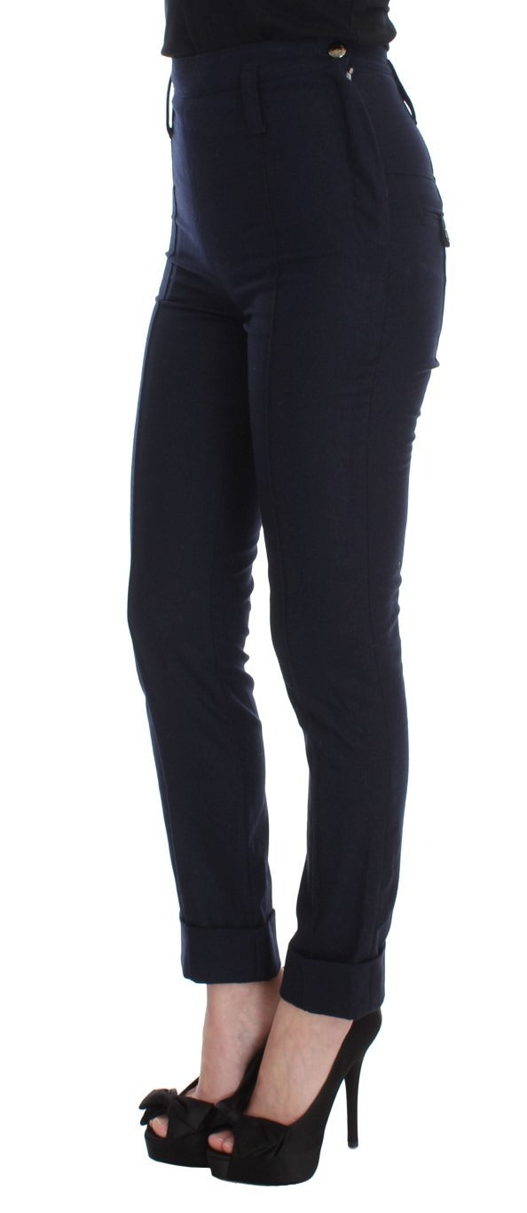 Ermanno Scervino Dunkelblaue Slim-Fit-Hose aus reiner Schurwolle