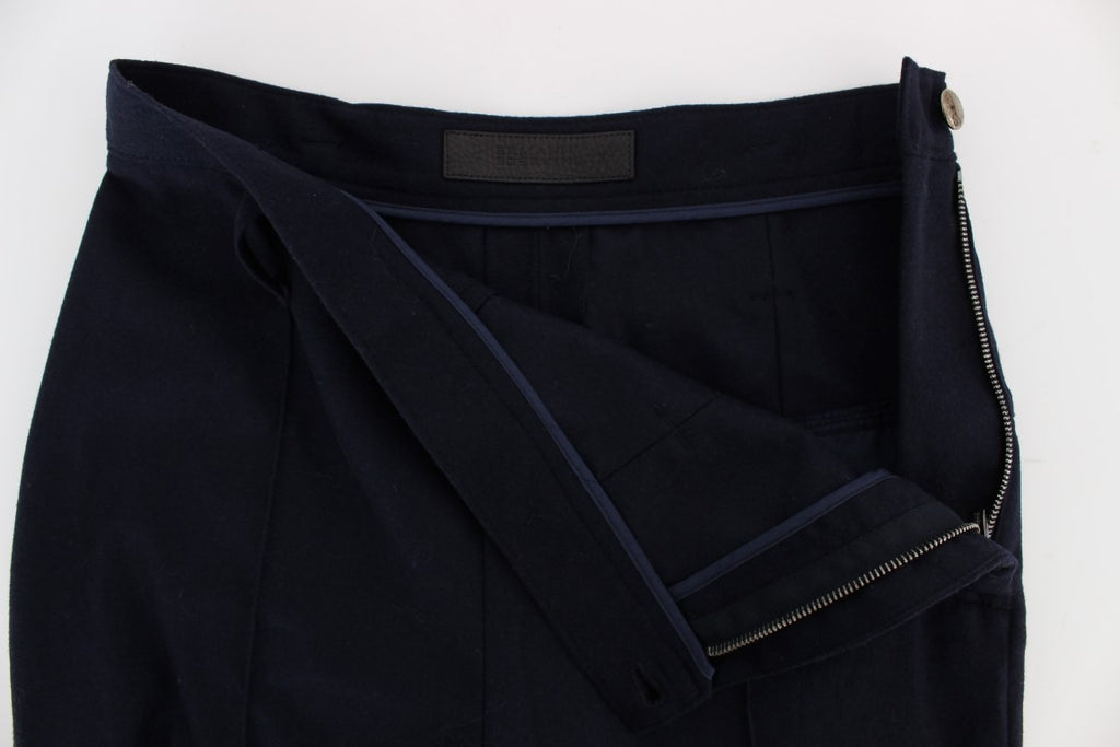Ermanno Scervino Dunkelblaue Slim-Fit-Hose aus reiner Schurwolle