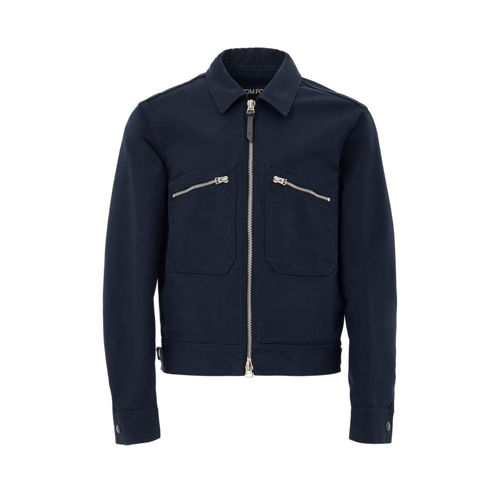Tom Ford Blaue Baumwoll-Blouson-Jacke