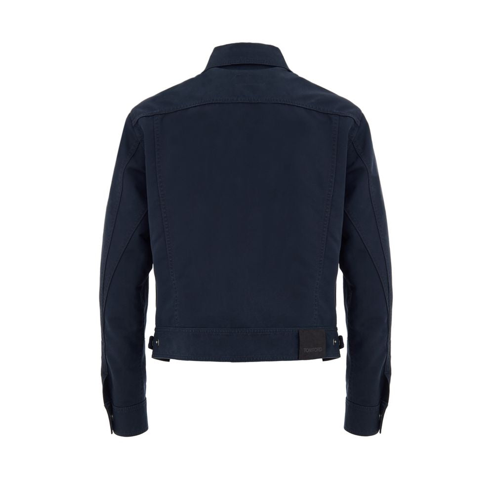 Tom Ford Blaue Baumwoll-Blouson-Jacke