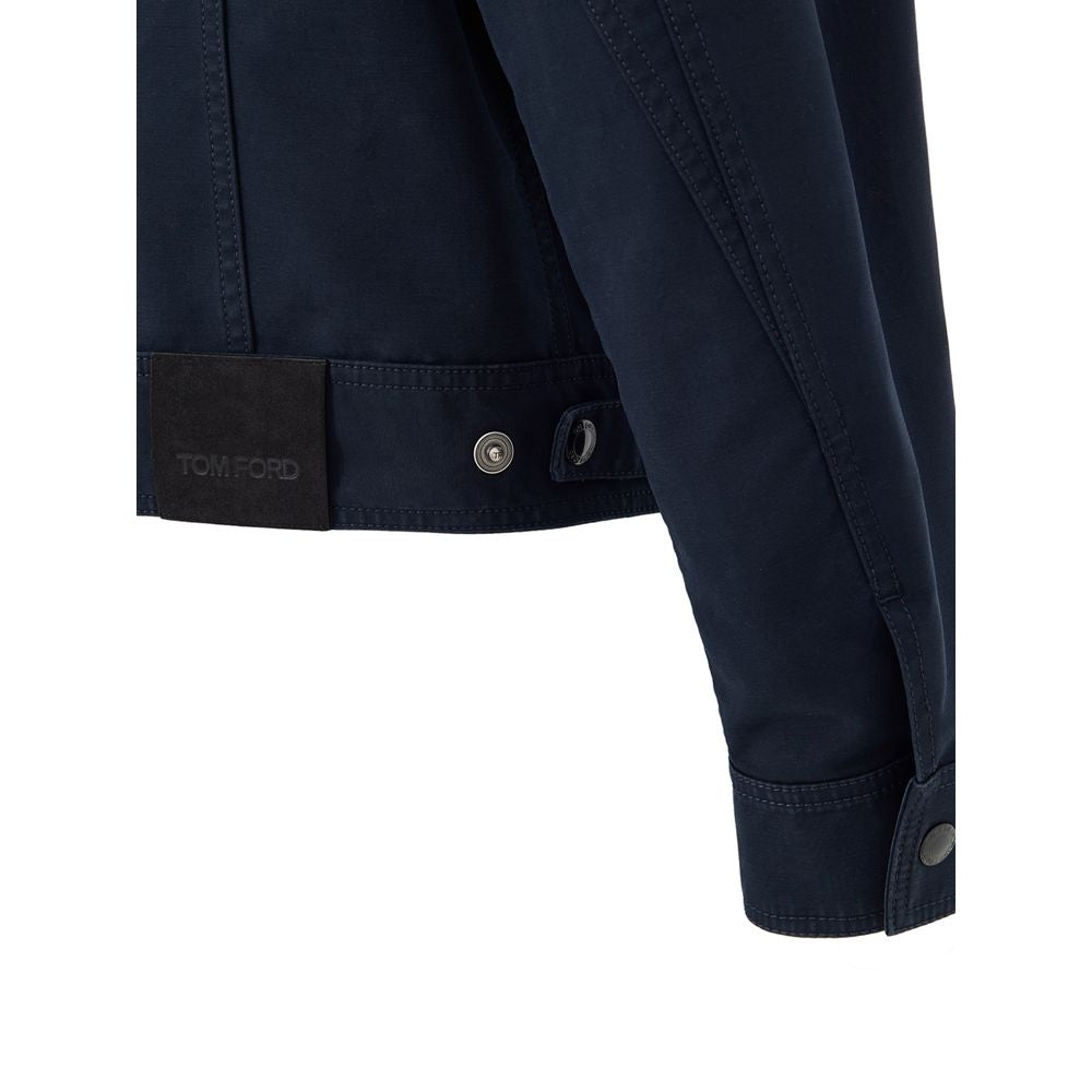 Tom Ford Blaue Baumwoll-Blouson-Jacke