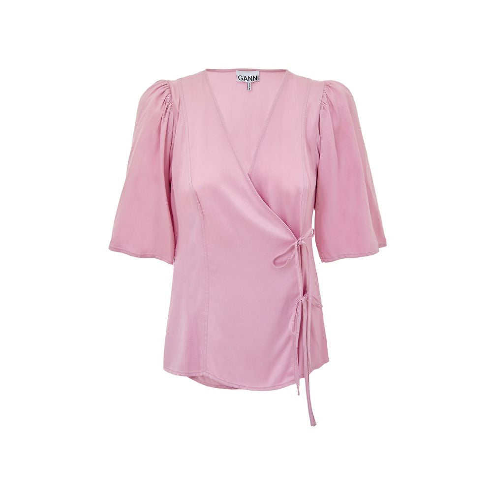 Ganni Satin-Trägershirts in Rosa