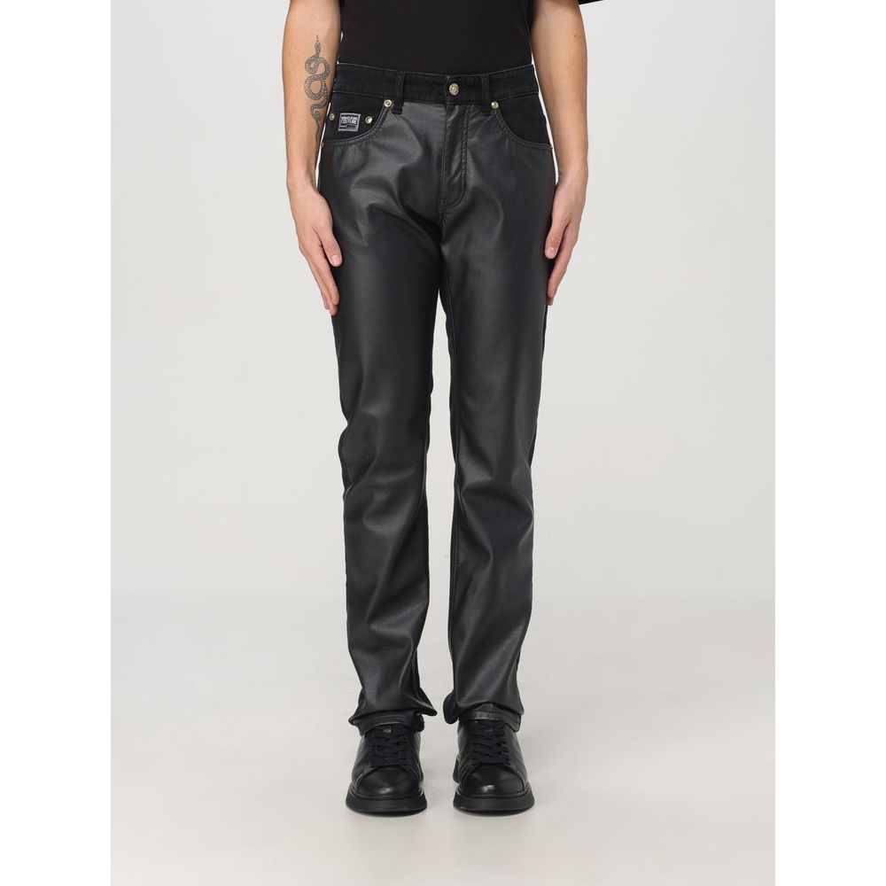 Versace Jeans Lederhose in Schwarz