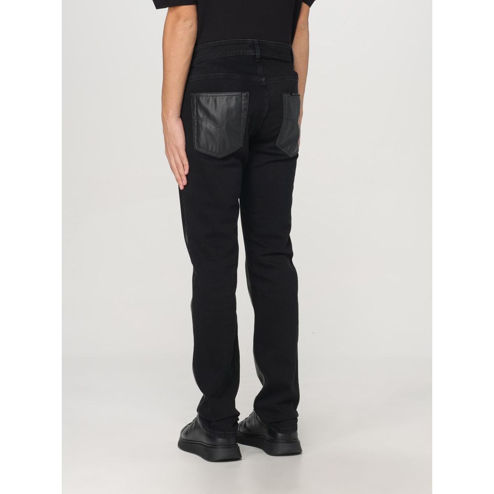 Versace Jeans Lederhose in Schwarz