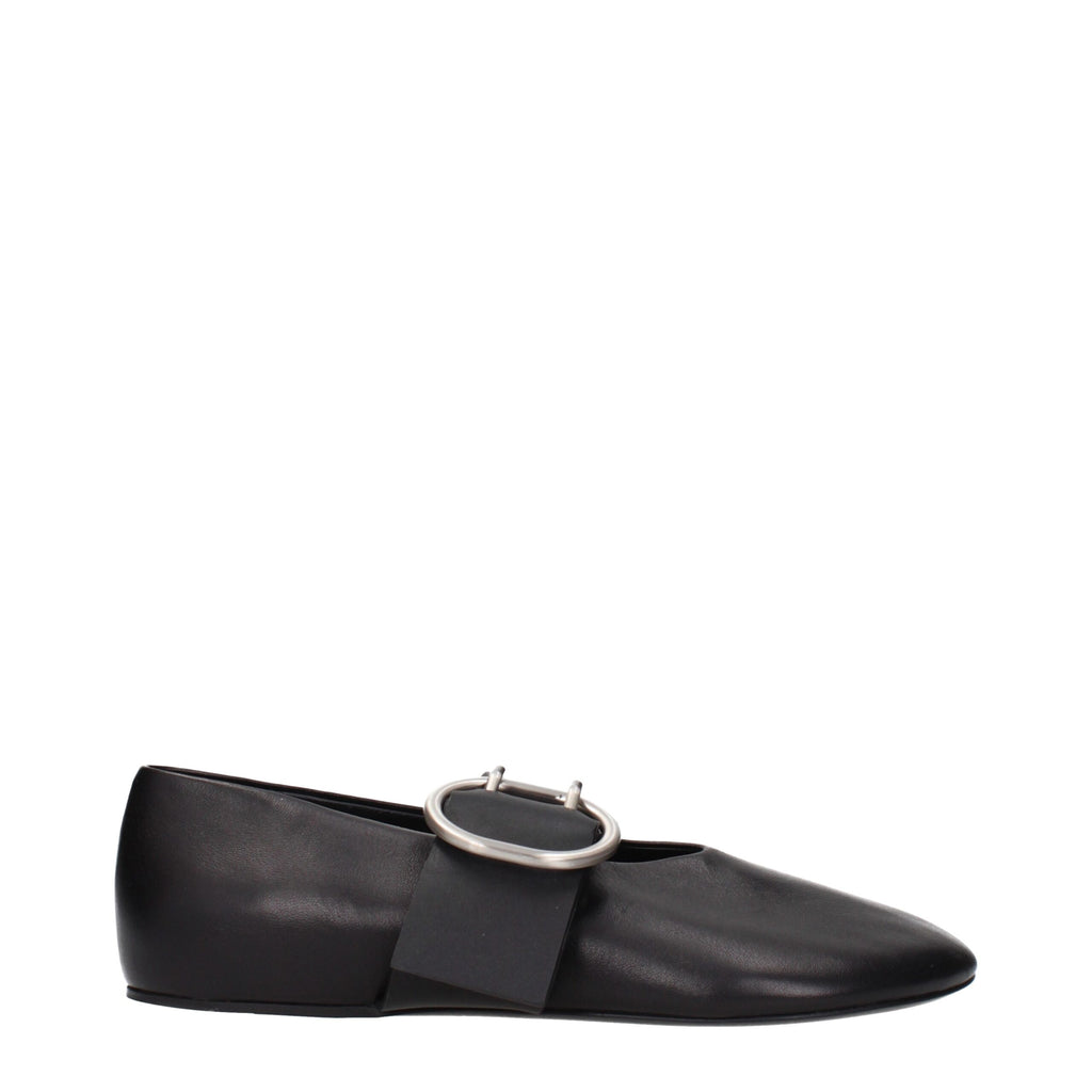 Jil Sander Schwarze Leder-Ballerinas