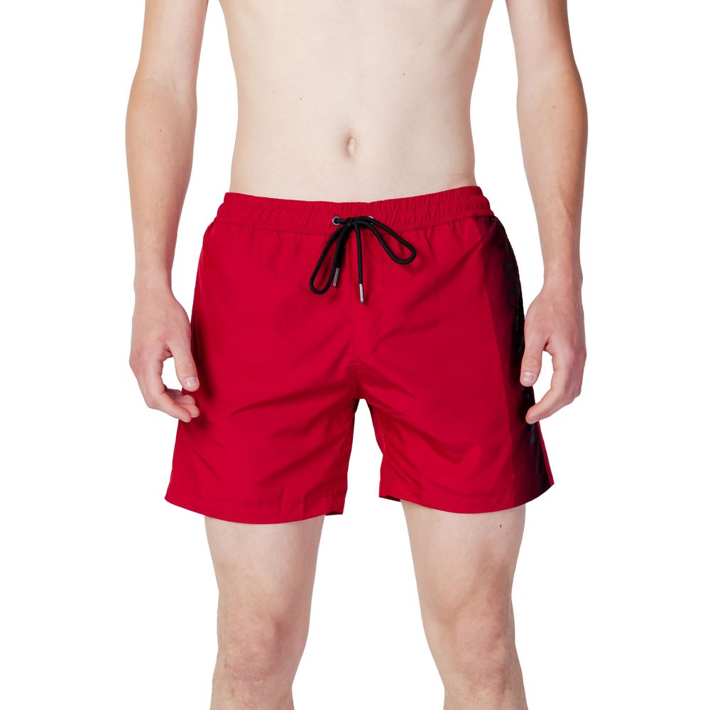 Trussardi Beachwear Rote Badeshorts aus Polyester