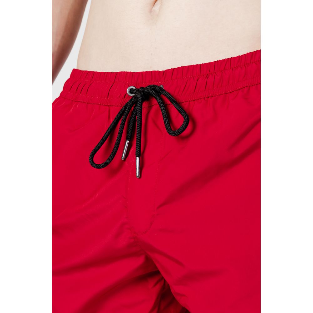Trussardi Beachwear Rote Badeshorts aus Polyester