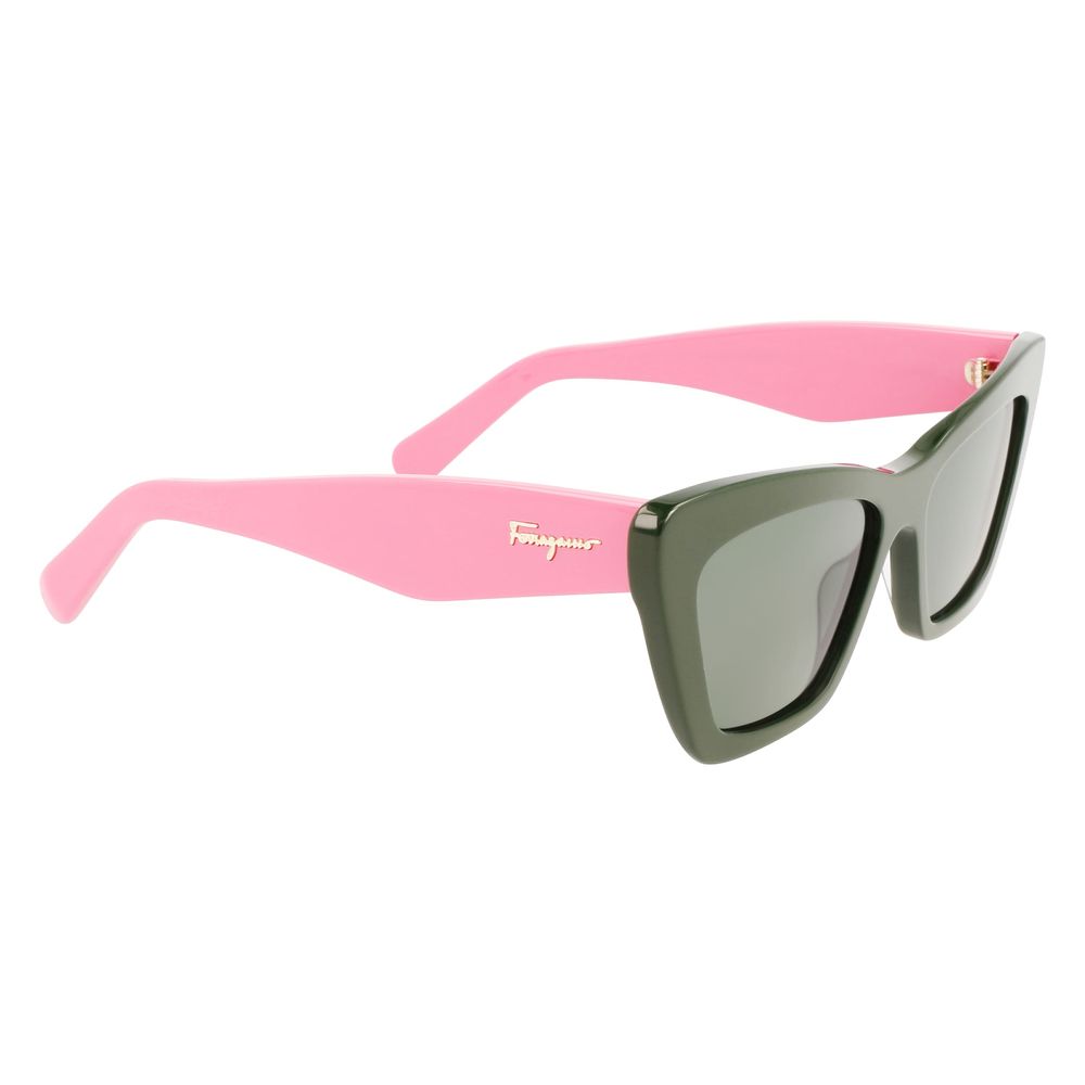 Ferragamo Green Acetate Sunglasses