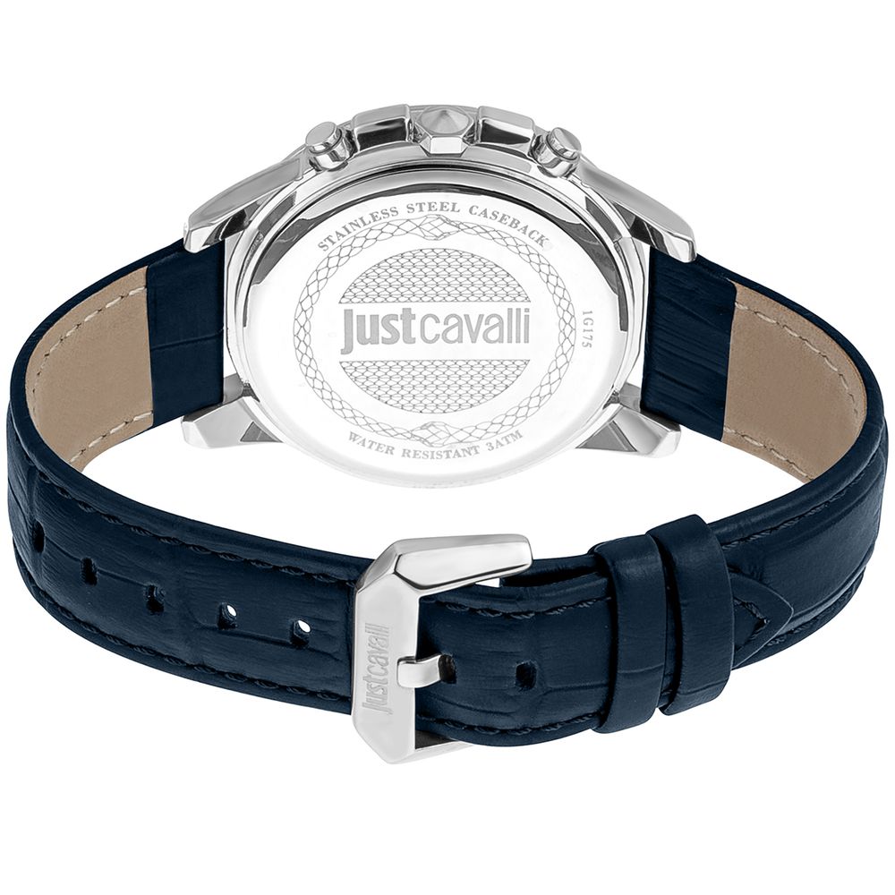 Just Cavalli Schwarze Leder-Armbanduhr