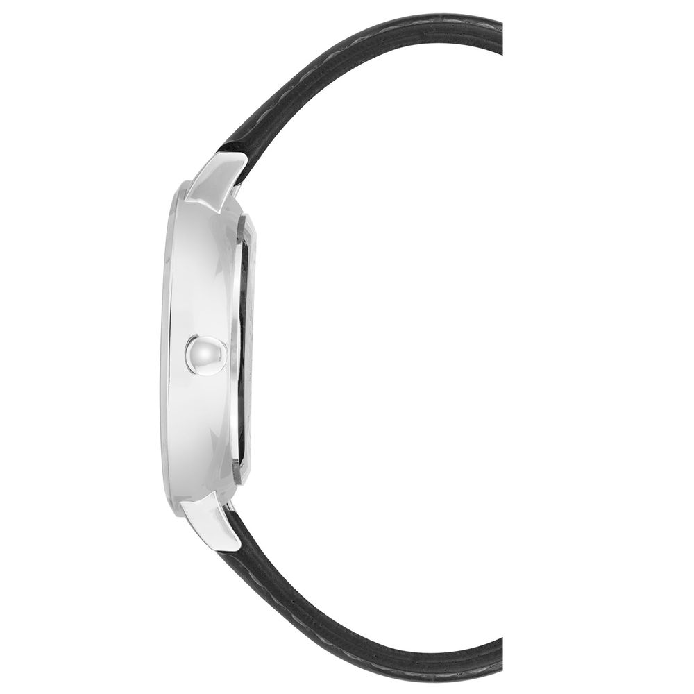 Nine West Schwarze Leder-Kleidungsuhr