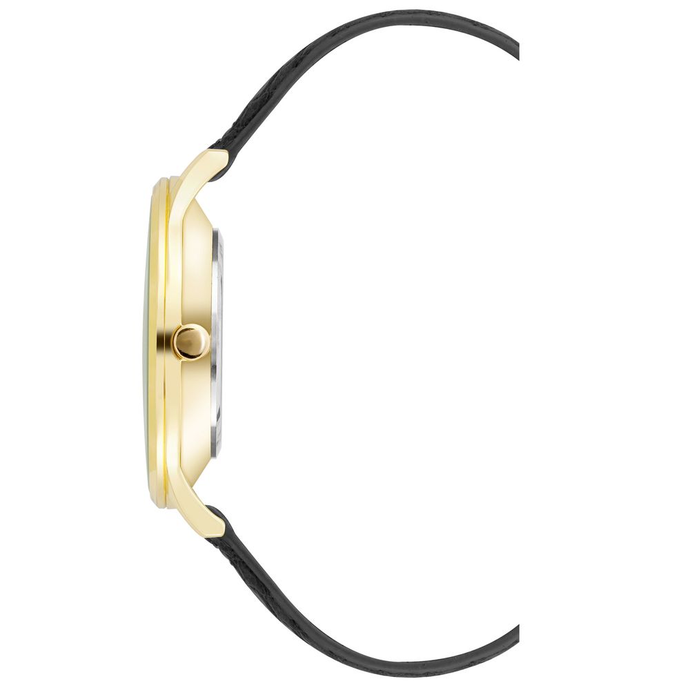 Nine West Schwarze Leder-Armbanduhr