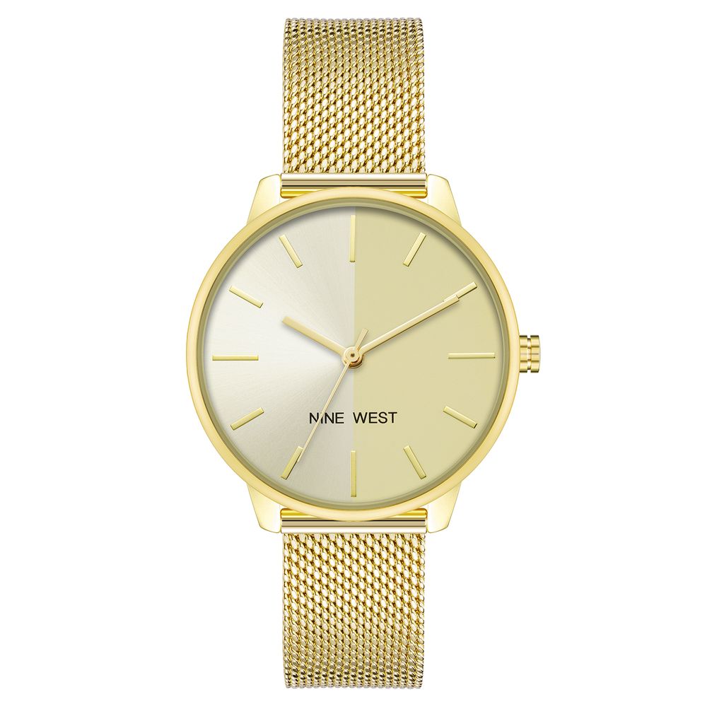 Nine West Goldene Armbanduhr aus Edelstahl