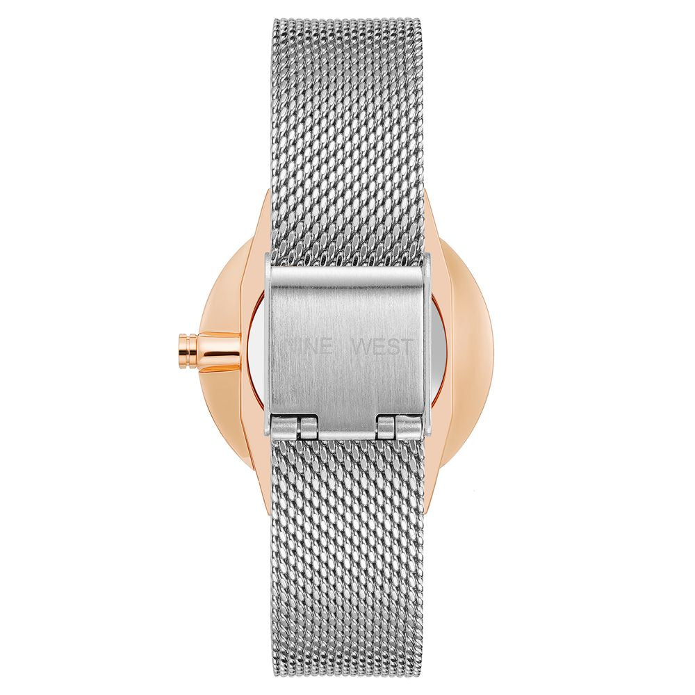 Nine West Graues Edelstahlarmband-Uhr
