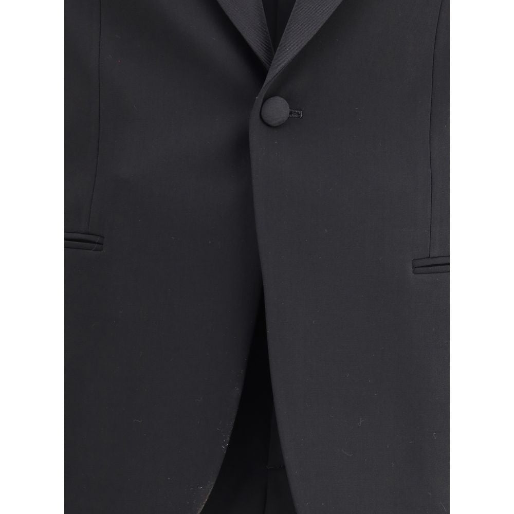 Giorgio Armani Schwarzes Fleece-Woll-Outfit