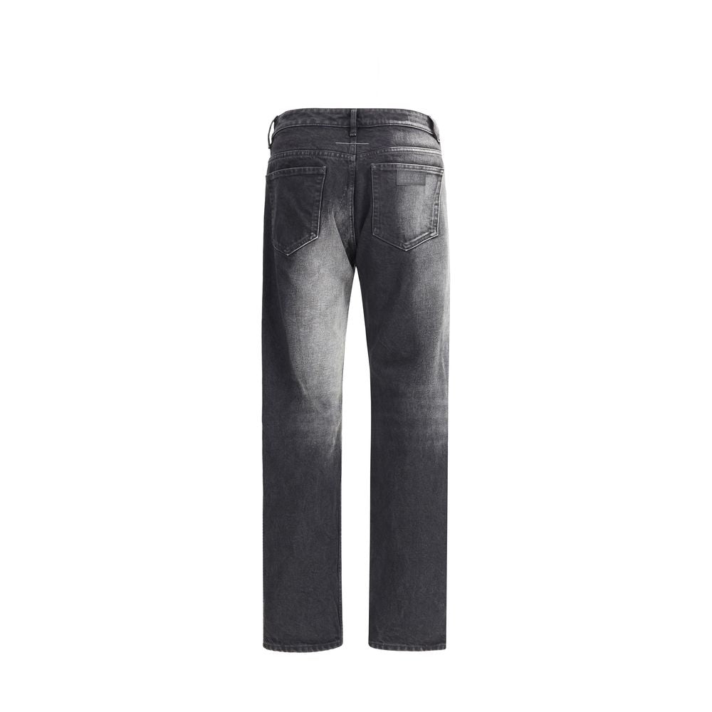 MM6 Schwarze Baumwoll-Jeans mit geradem Bein