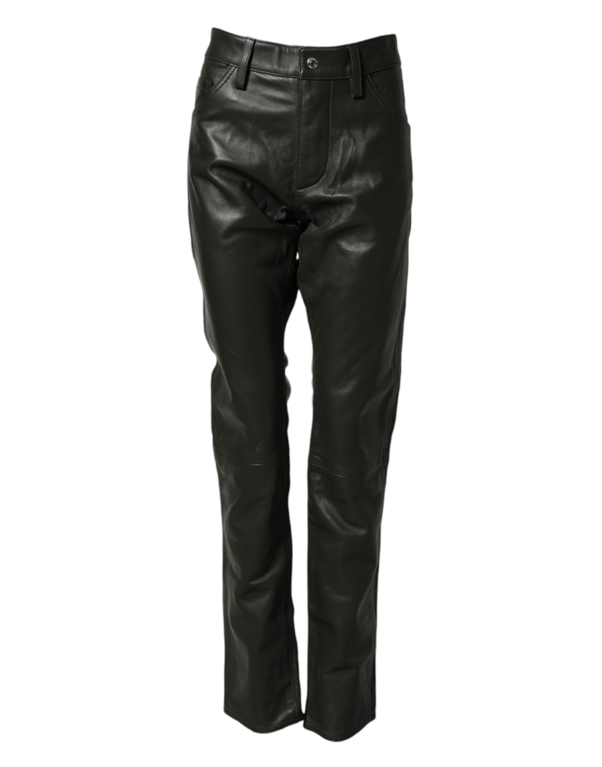 Dsquared² Schwarze Lederhose aus Vollnarbenleder mit mittelhohem Bund