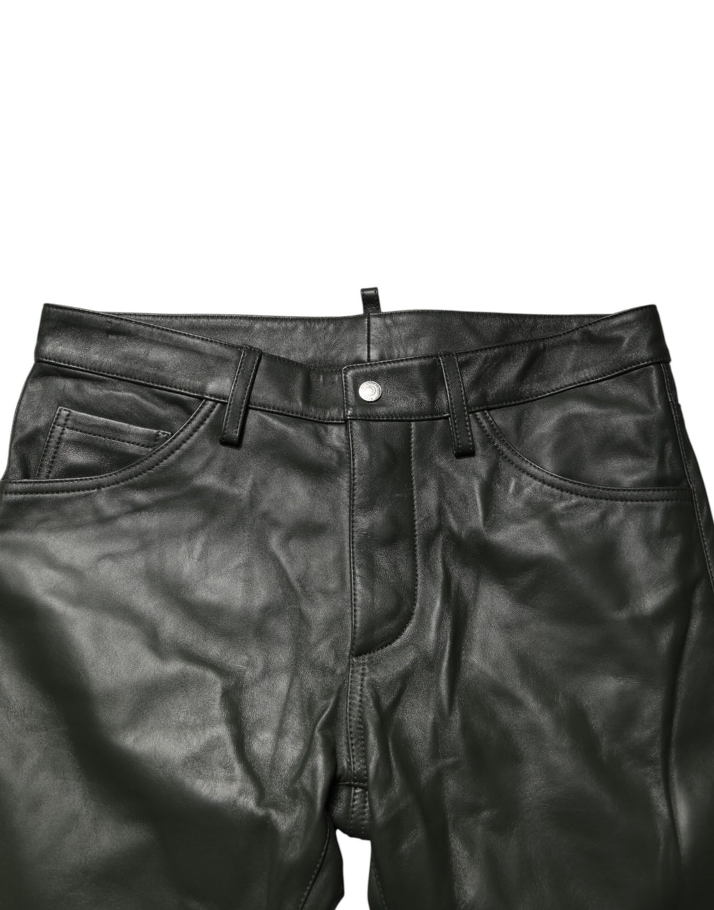 Dsquared² Schwarze Lederhose aus Vollnarbenleder mit mittelhohem Bund