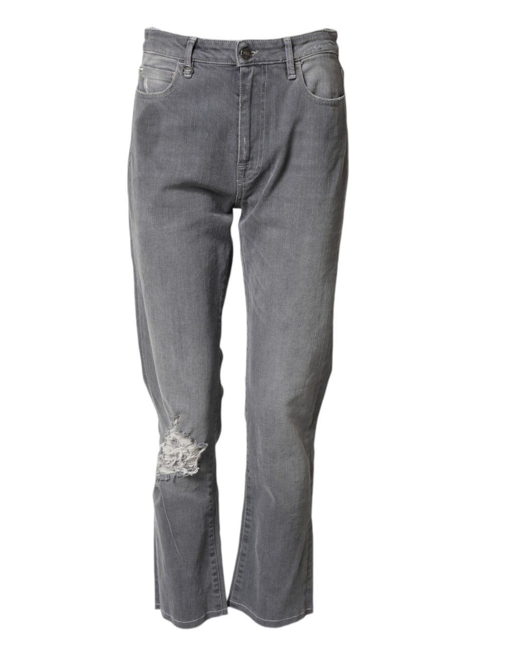 CYCLE Graue, Ausgefranste Mid-Waist Herren-Jeans mit Geradem Bein