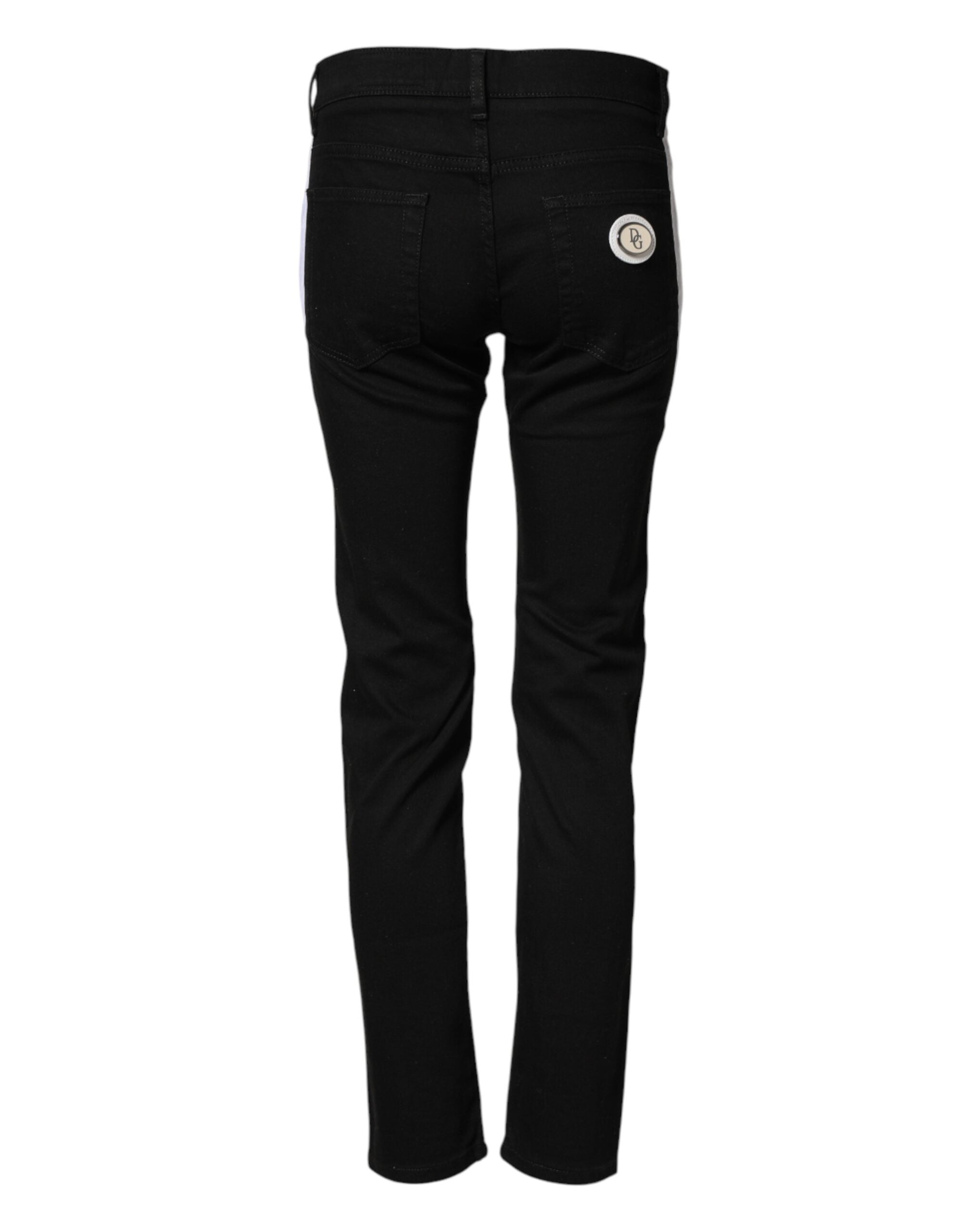Dolce & Gabbana Schwarze Baumwoll-MidWaist-Skinny-Denim-Logo-Jeans