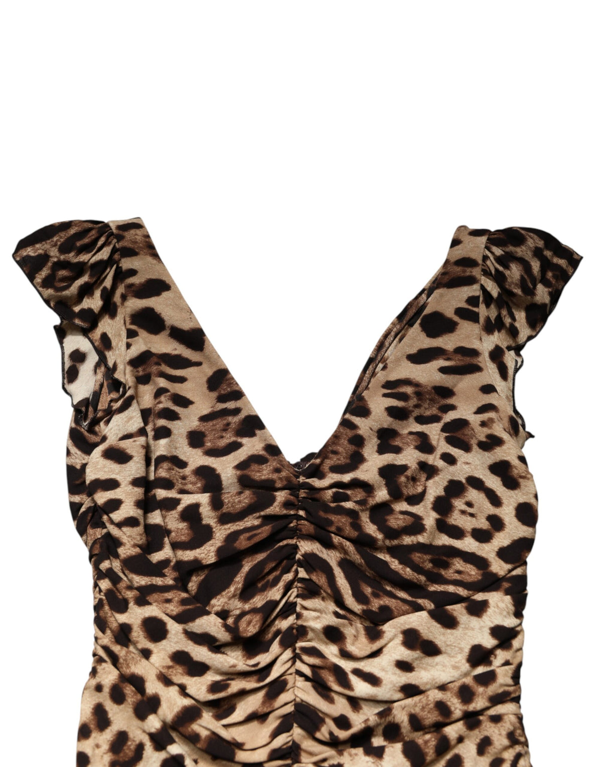 Dolce & Gabbana Bruine Luipaard Mouwloze Kokerjurk Midilengte