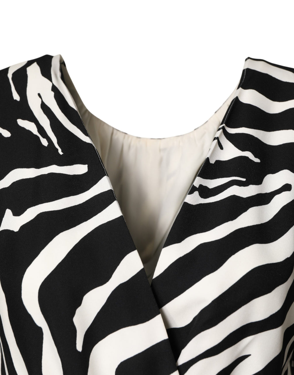 Dolce & Gabbana Schwarzes, weißes Zebra-Seidenkleid mit kurzem Schnitt