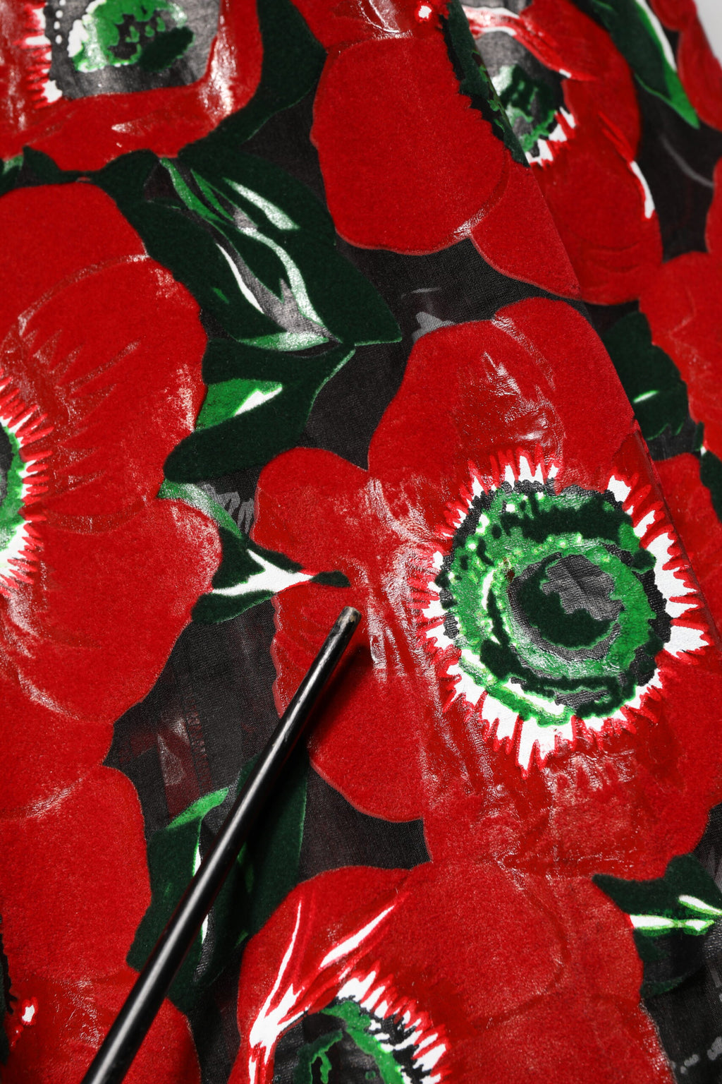 Dolce & Gabbana Rotes Midi-Kleid aus Nylon mit floralem Print und A-Linien-Schnitt