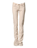 Dolce & Gabbana Beige Low Waist Cotton Slim Fit Denim Trousers Jeans